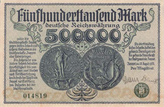 Zoppot 500000 Mark 1923